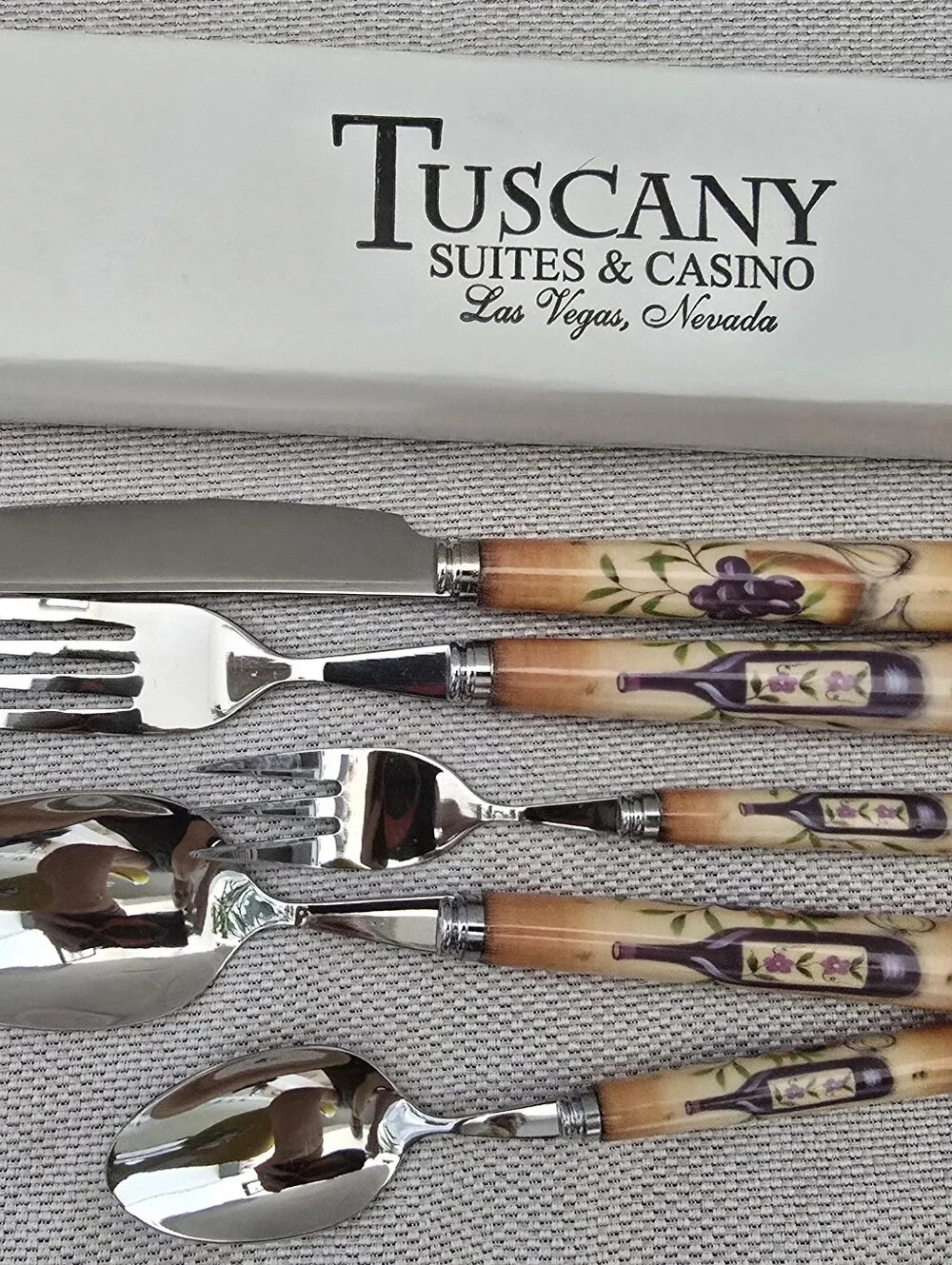 Vintage 20 Piece Tuscan Inspired Flatware - Wine & Olives - Tuscany Inn & Suites